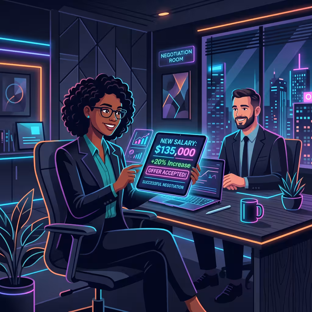 Confident professional negotiating salary offer